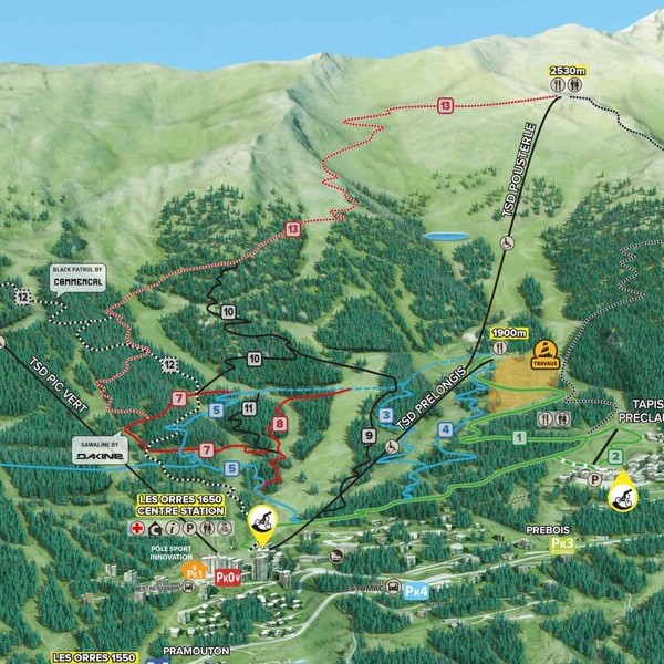 vignette du plan des pistes de VTT des Orres
